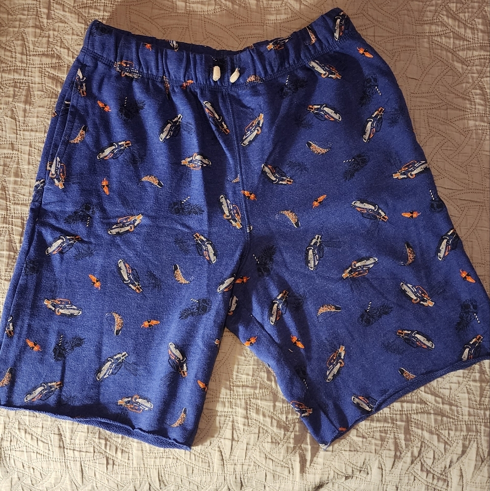 Children's Place shorts. Navy blue, retro cars, French terry, size 16